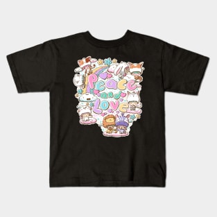 Peace and love preditors and prey in kawaii style Kids T-Shirt